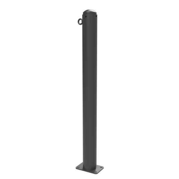Ornamental bollard | Series 480B | � 82 mm | stationary, to be fixed by plugswith base plate 100 x 150 mm | without lock | with 1 eyelet